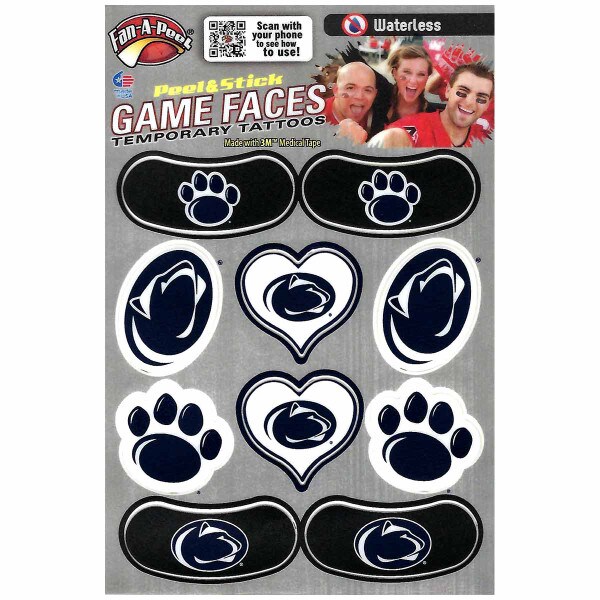 temporary waterless tattoos assorted Penn State graphics 4 eye strips